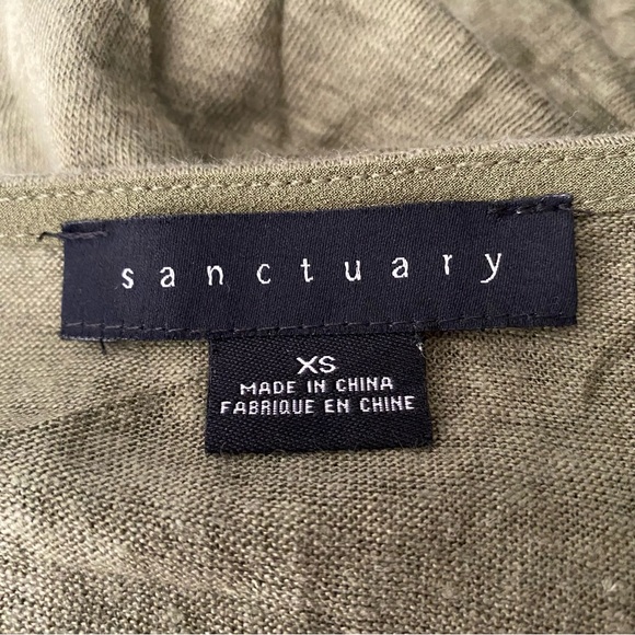 Sanctuary Sage Green Linen Tie Sleeve Top - Picture 8 of 9
